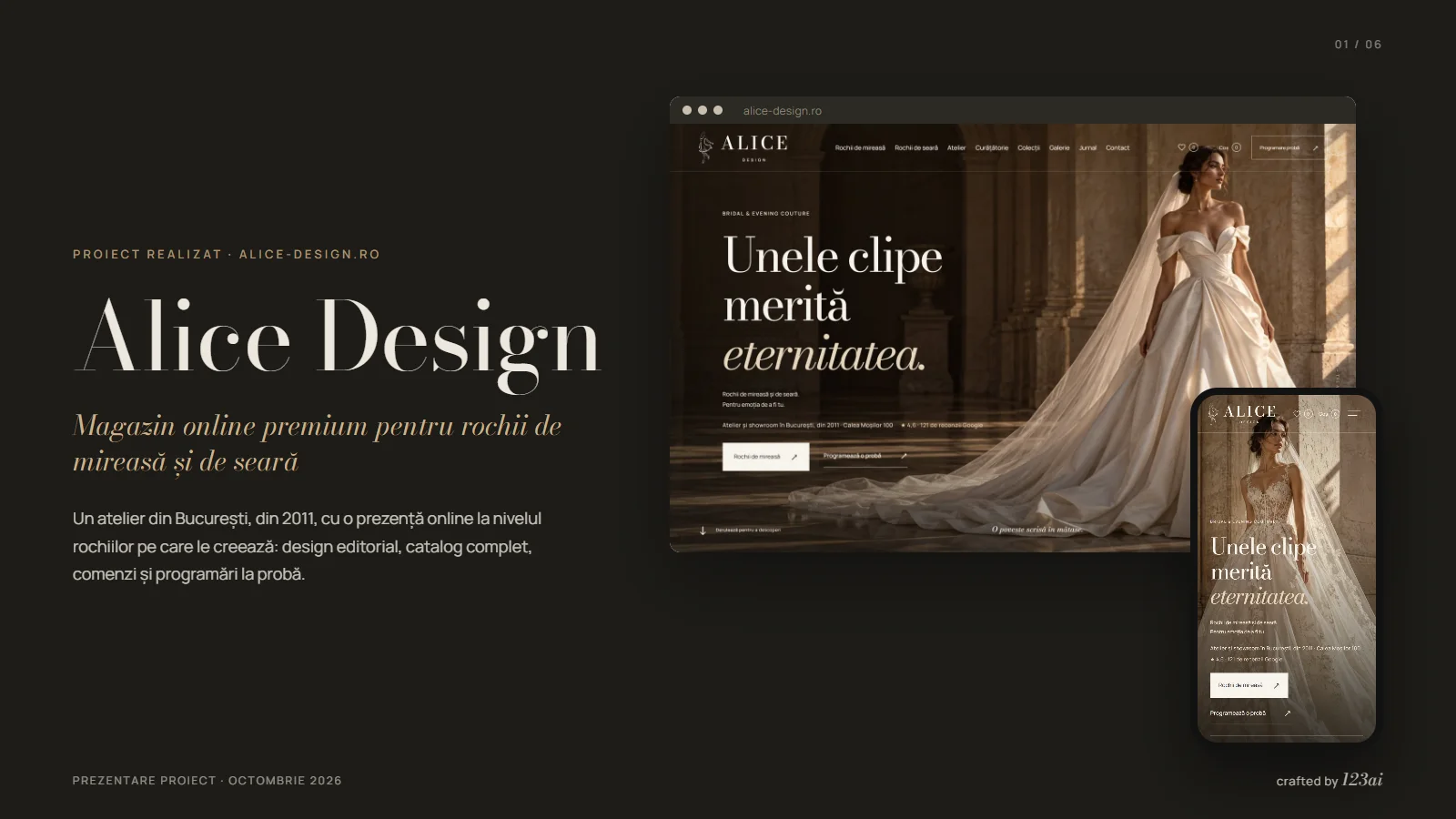 Alice Design: prima pagină a prezentării
