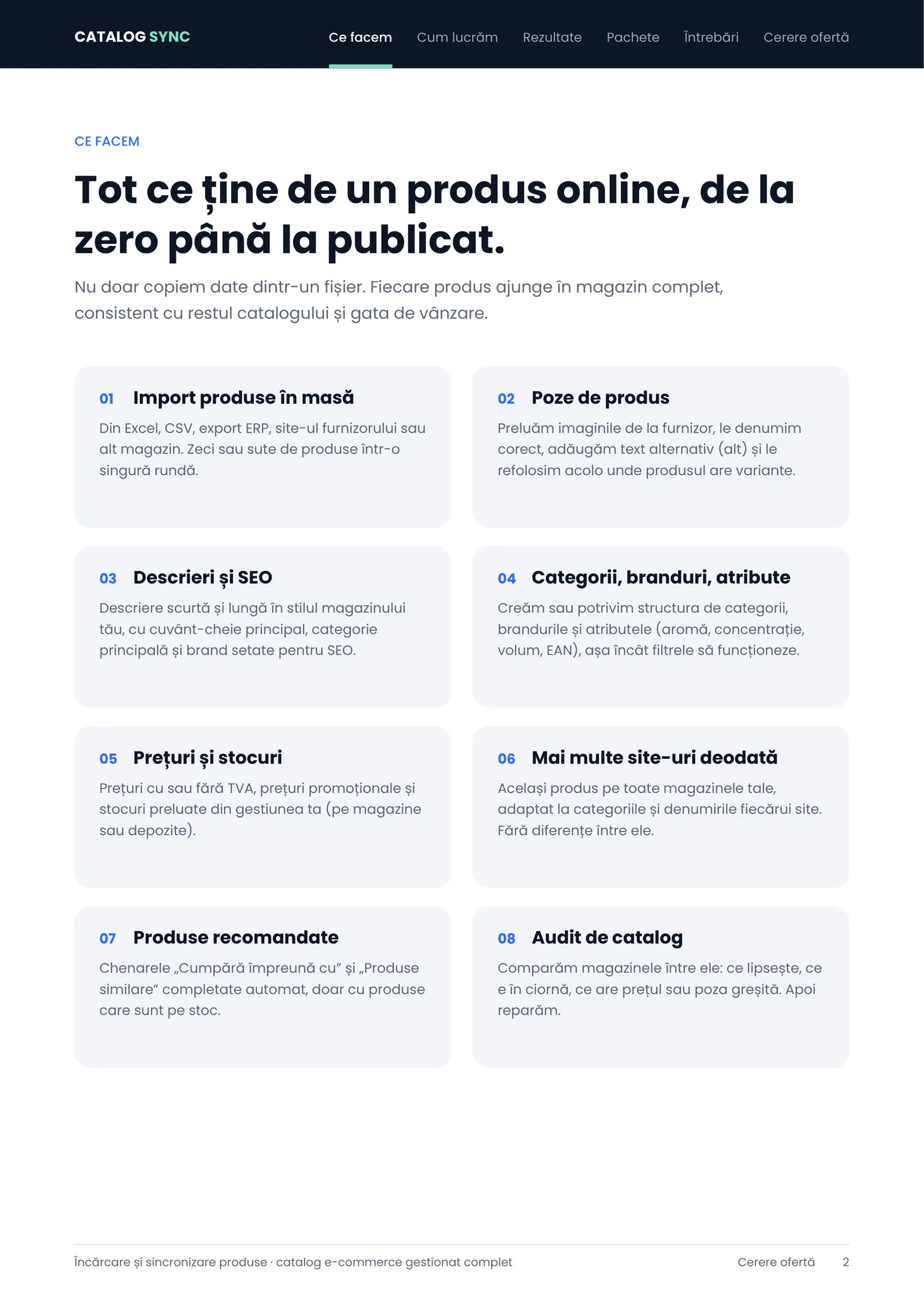 Catalog Sync, pagina 2 din 6: Ce facem: tot ce ține de un produs online