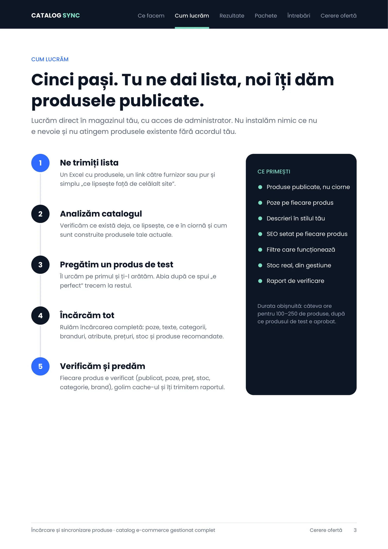 Catalog Sync, pagina 3 din 6: Cum lucrăm: cinci pași