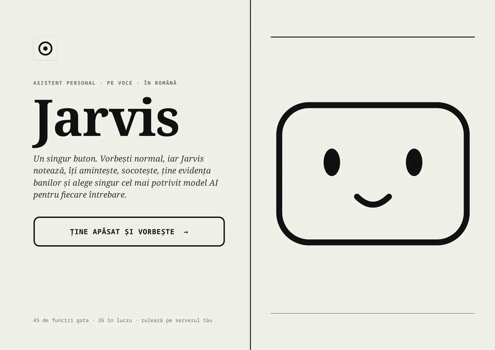 Jarvis: prima pagină a prezentării